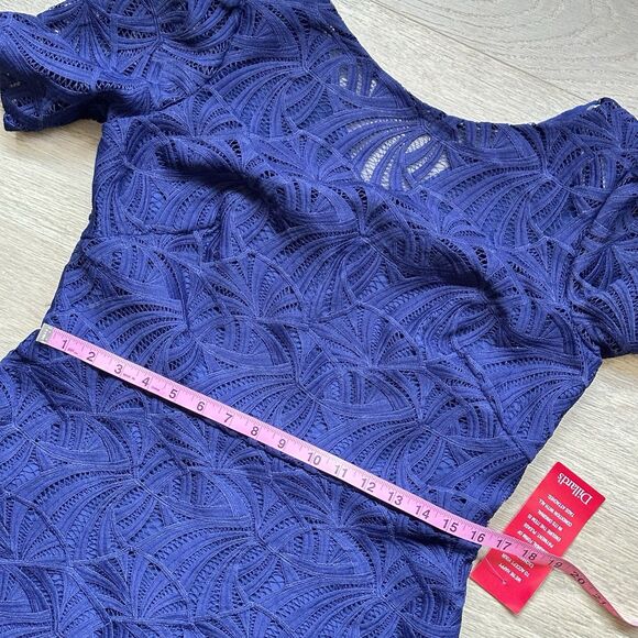 Kay Unger Dress Women 12 Portia Tea Length Midnight Blue Cocktail Asymmetrical - Picture 4 of 13